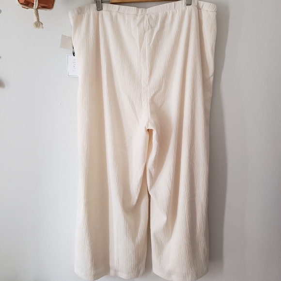 1.State Wide Leg Cropped Pants Soft Ecru Plus 2X Plus Size Pull Up Revolve Lined - Picture 4 of 9